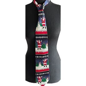 Holidays by MMG Men's Necktie Christmas Santa Snowman Snowflakes 100% Silk Tie
